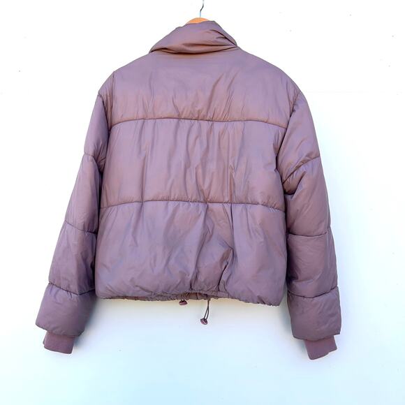 Z Supply Parker Puffer Cropped Jacket Mauve Purple Medium Pink Coat Winter - Picture 7 of 13